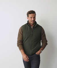 Burnley Quilted Sherpa Vest - Olive