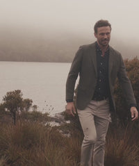 Wool Blend Herringbone Sports Jacket - Forest