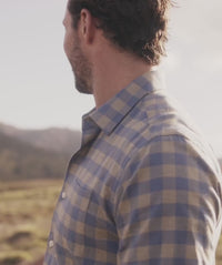 Brushed Box Twill Check Long Sleeve Shirt - Sage Melange