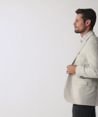 Wool Blend Herringbone Sports Jacket - Grey Melange
