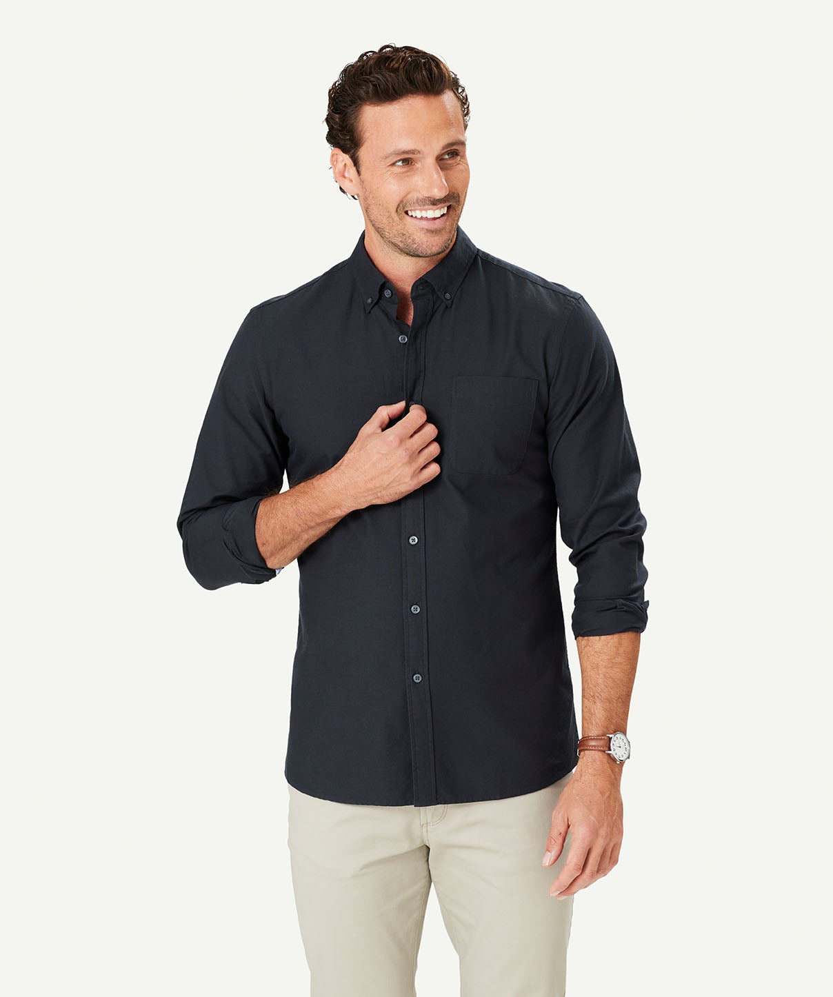 Tailored Casual Oxford Long Sleeve Shirt - Ash - Long Sleeve Shirts ...