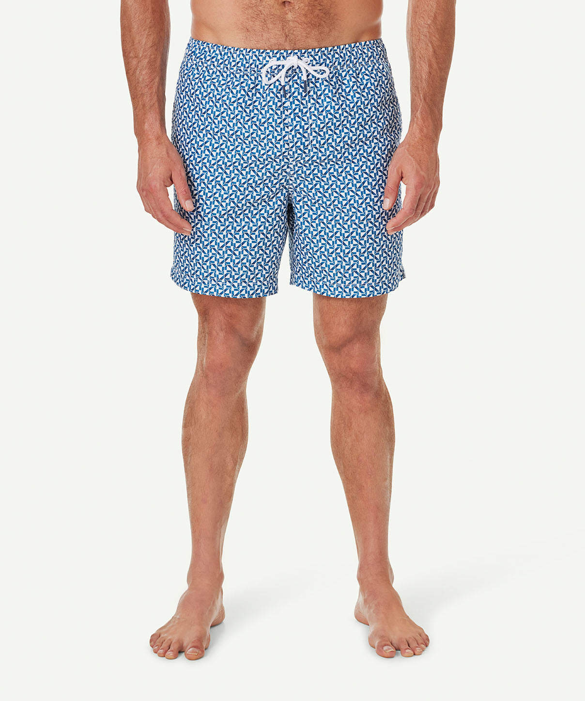 Geo Print Swim Shorts - Denim - Beach Shorts - GAZMAN