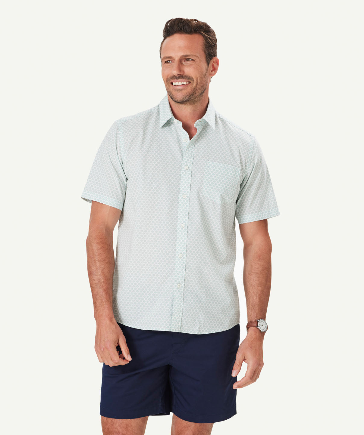 Casual Scale Print Short Sleeve Shirt - Sage - Short Sleeve Shirts - GAZMAN