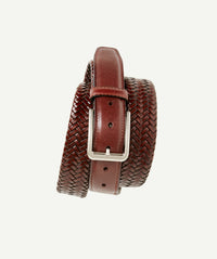 Leather Plait Belt - Brown-GAZMAN-1