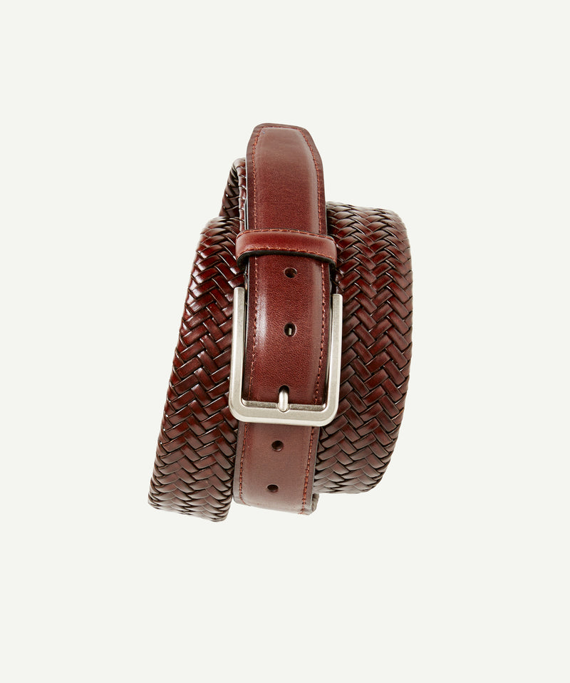 Leather Plait Belt - Brown-GAZMAN-1