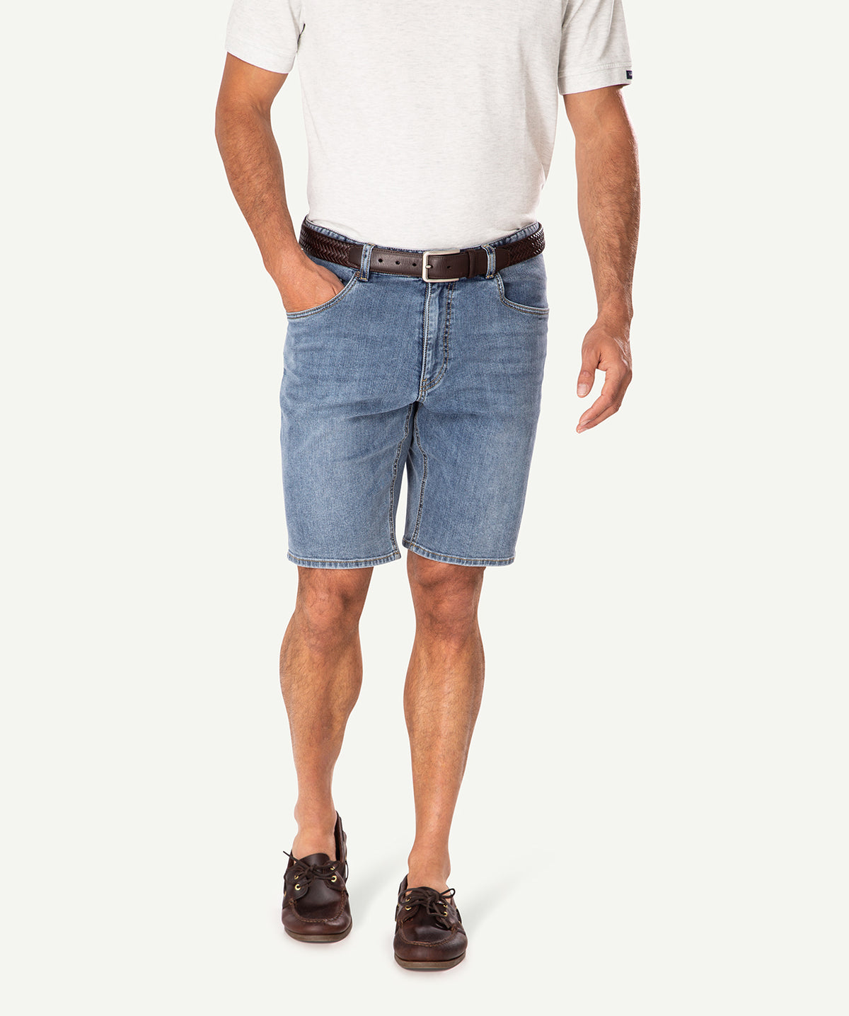 Authentic Wash Denim Shorts - Authentic Mid Wash-GAZMAN-1