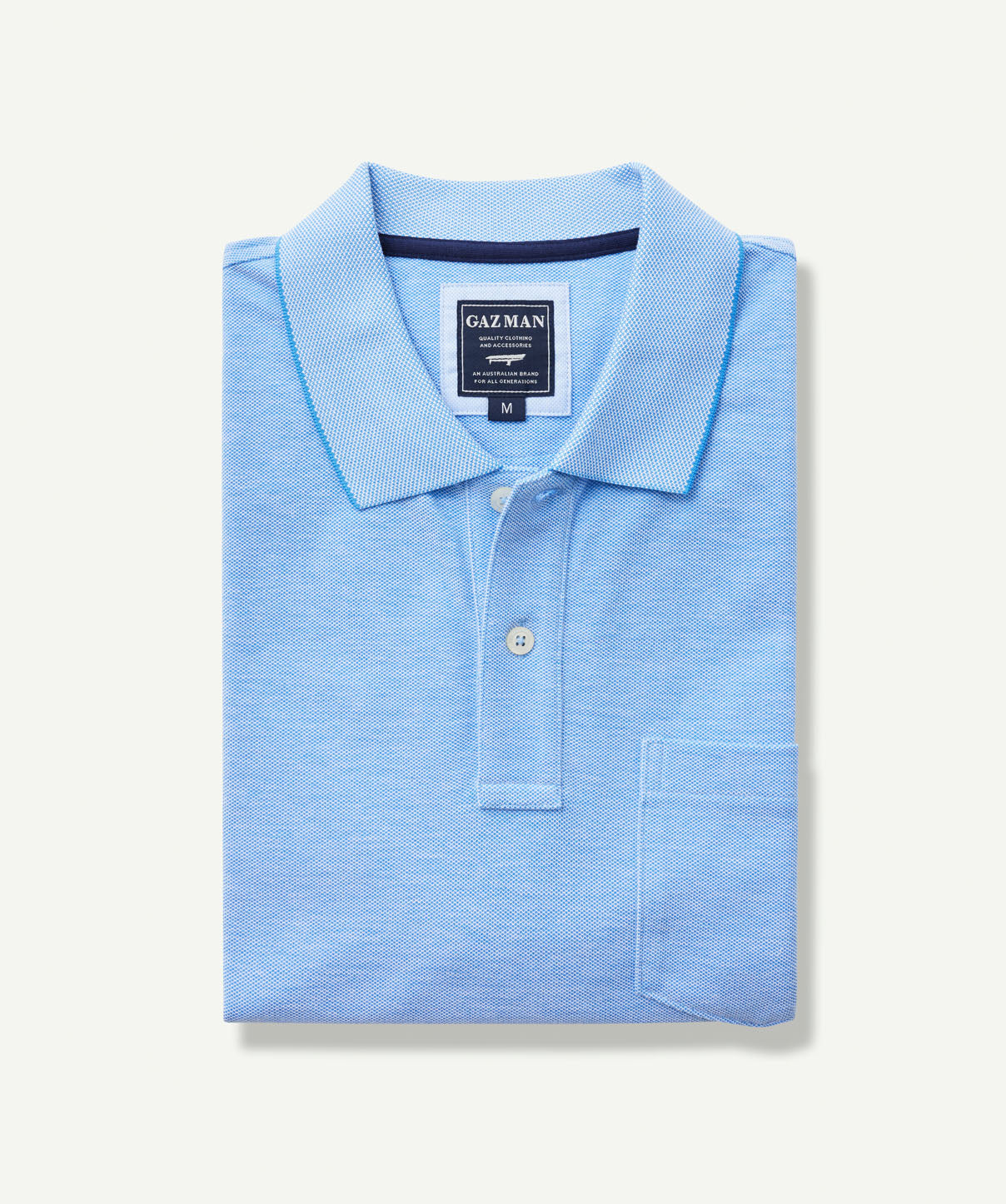 Oxford Pocket Polo Shirt - Blue - Polos - GAZMAN