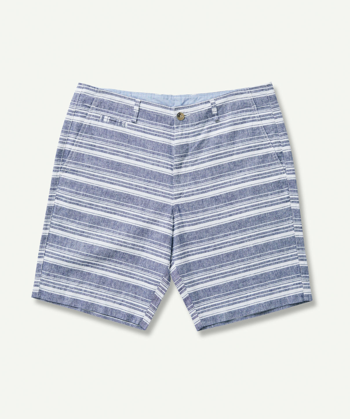 Linen Blend Stripe Shorts - Denim - Shorts - GAZMAN