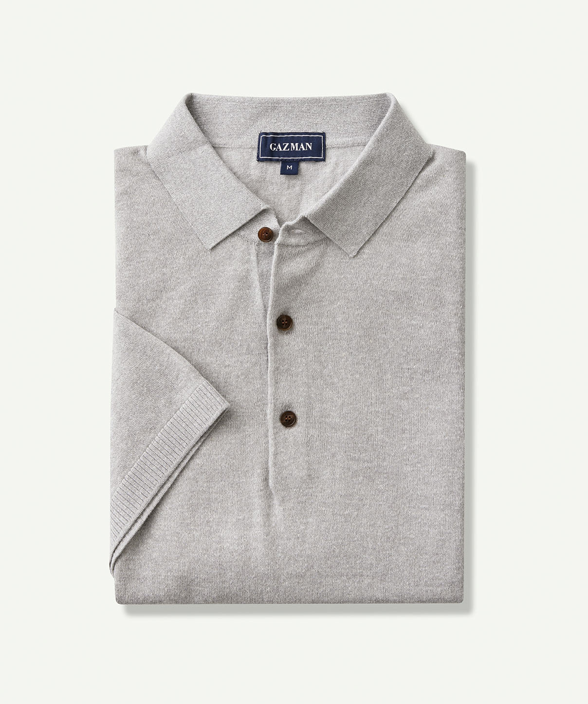 Cotton Linen Knit Polo - Grey Marle - Polos - GAZMAN