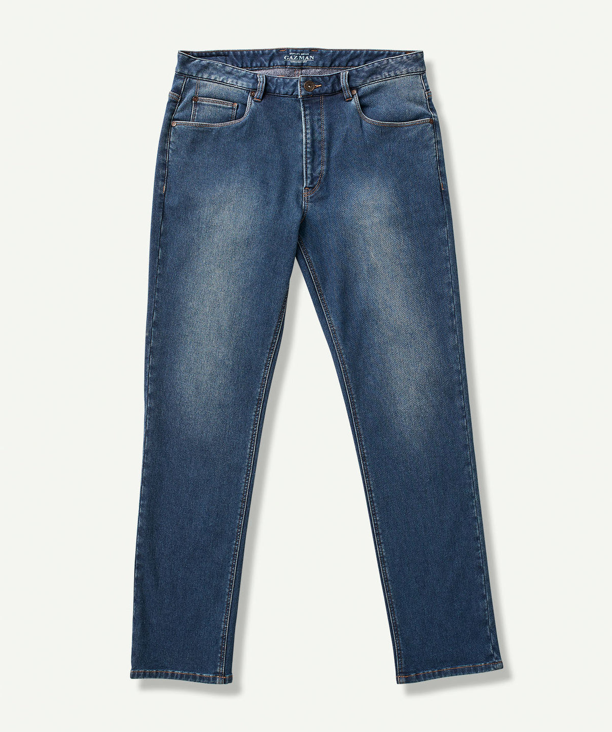 Brushed Straight Jeans - Washed Indigo-GAZMAN-2
