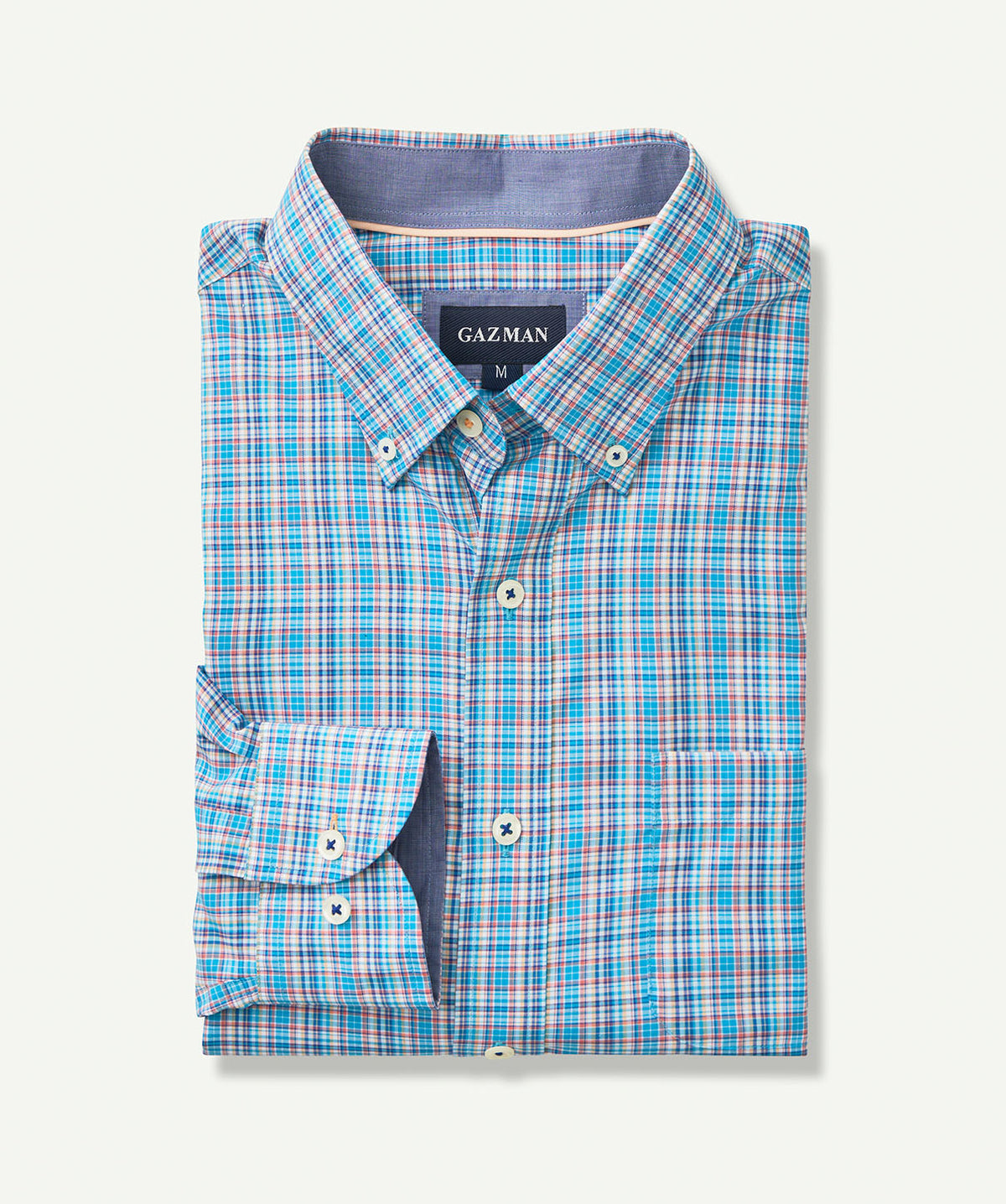 Easy Care Oxford Check Long Sleeve Shirt - Multi Check-GAZMAN-2