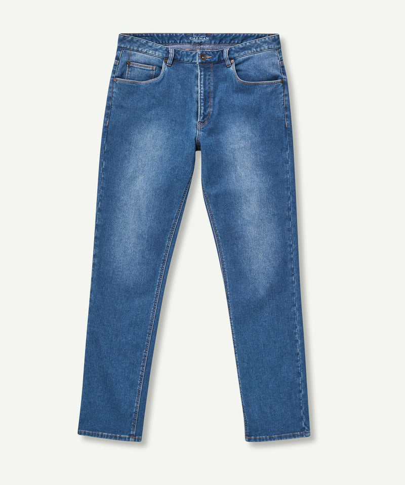 Brushed Straight Jeans - Washed Indigo-GAZMAN-3