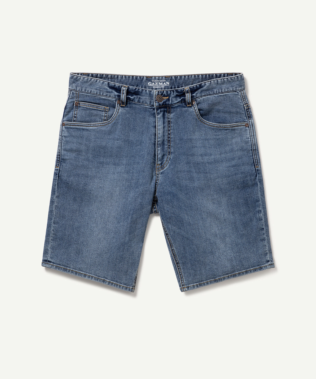Authentic Wash Denim Shorts - Authentic Mid Wash-GAZMAN-2