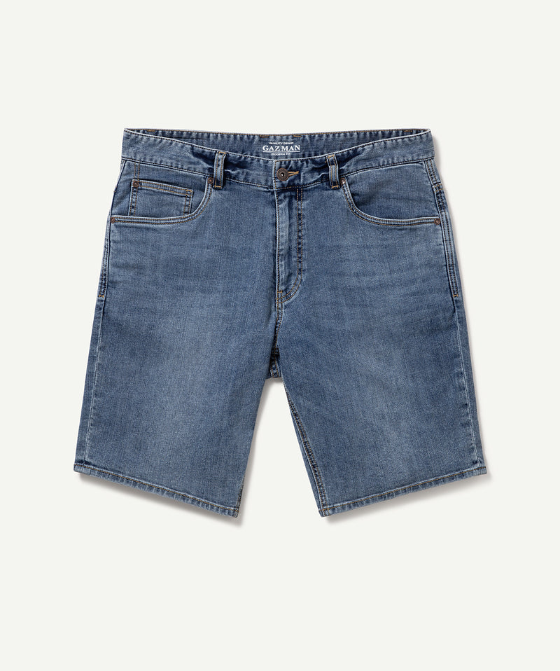 Authentic Wash Denim Shorts - Authentic Mid Wash-GAZMAN-2