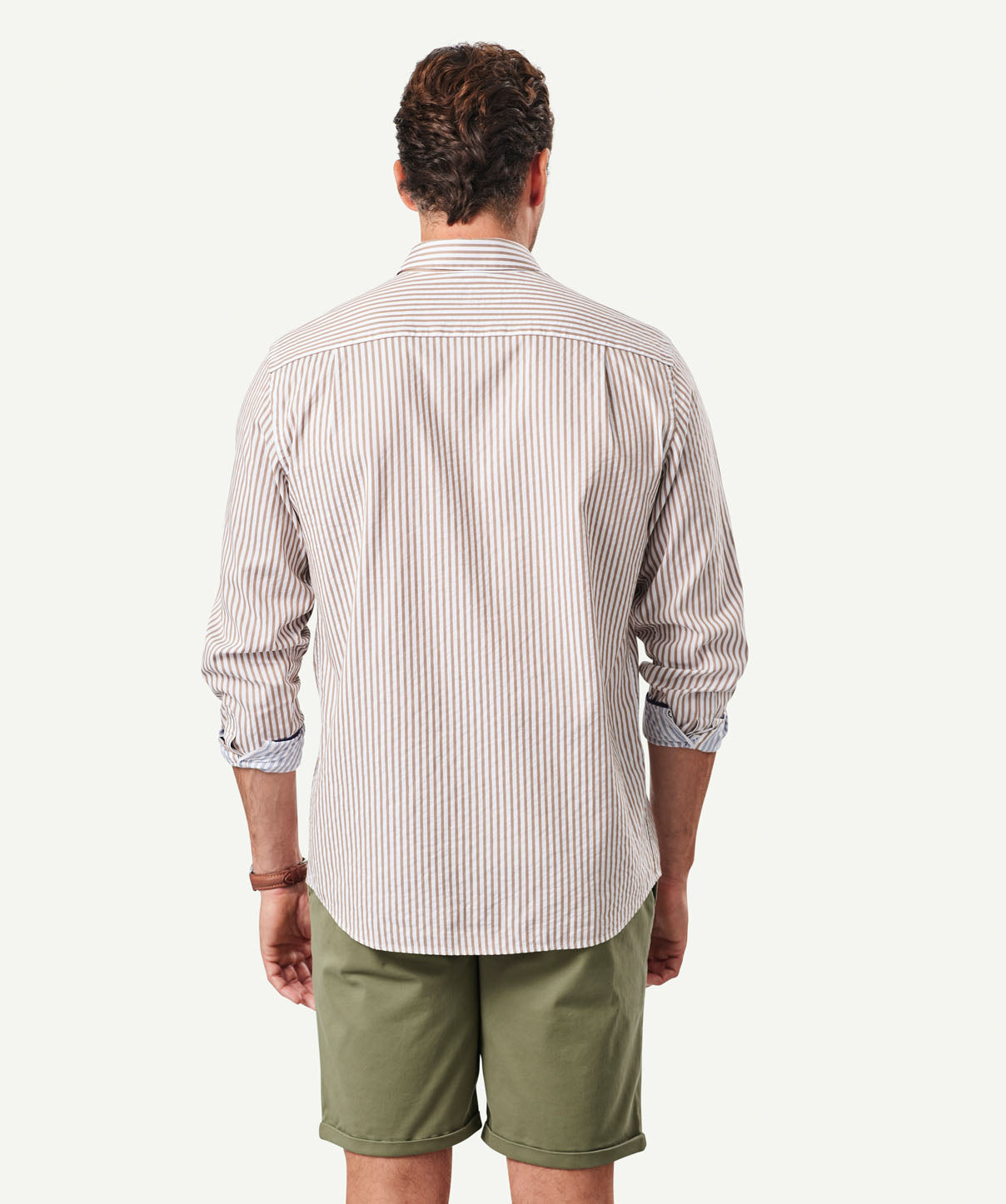 Casual Double Faced Stripe Long Sleeve Shirt - Chestnut - Long Sleeve ...