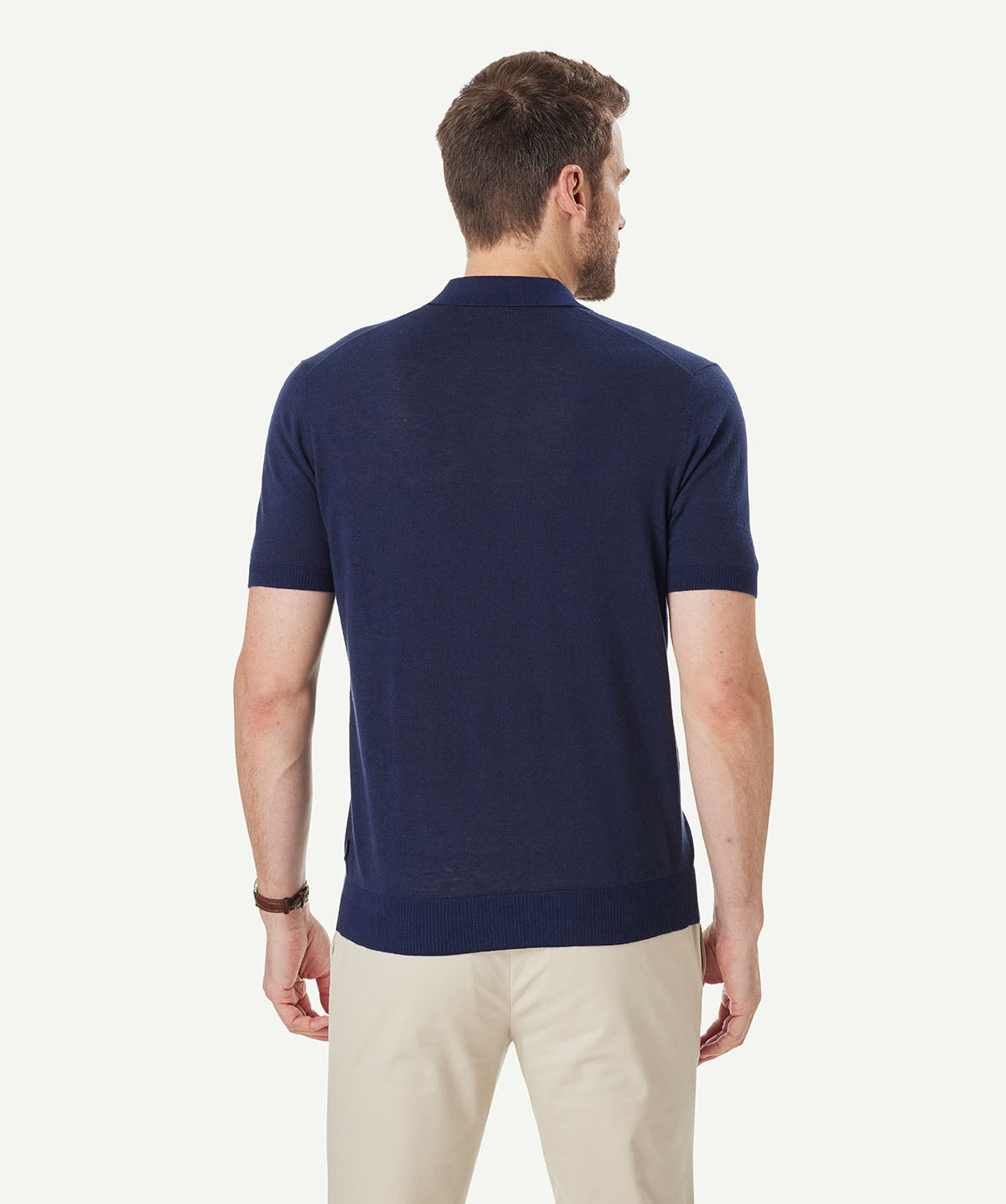 Cotton Linen Knit Polo Navy Polos GAZMAN