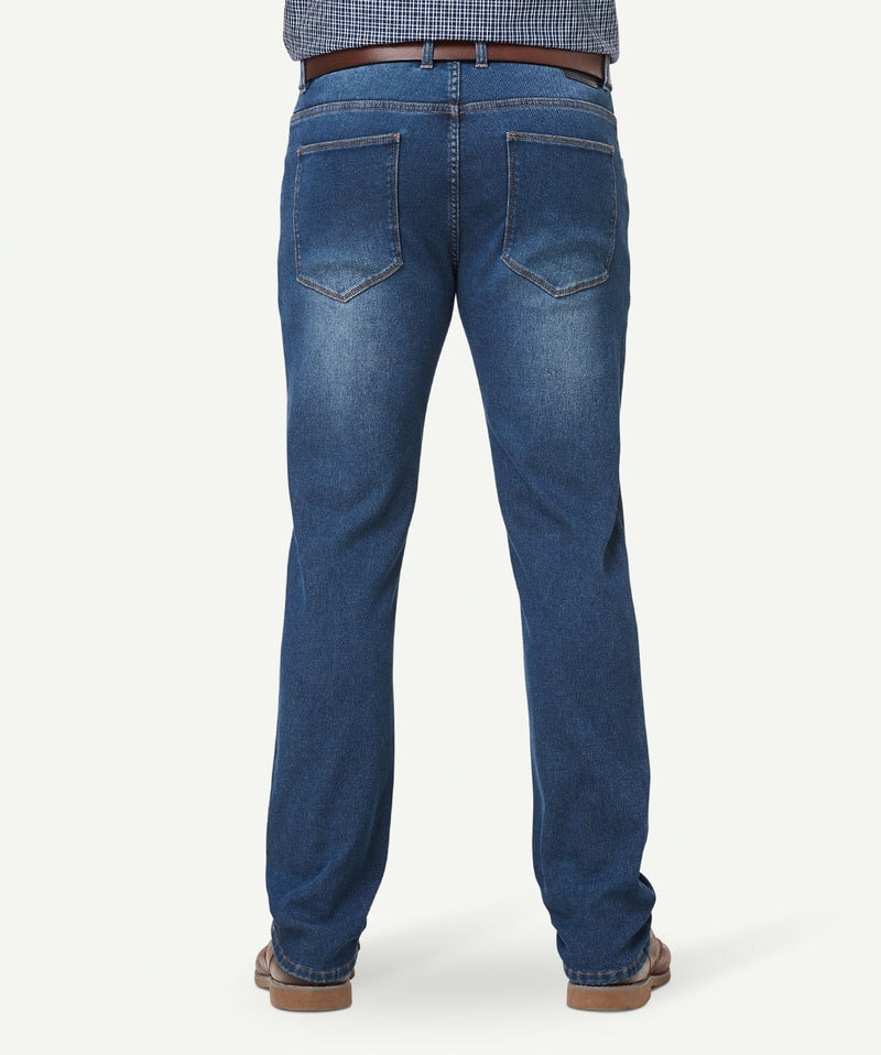 Brushed Straight Jeans - Washed Indigo-GAZMAN-4