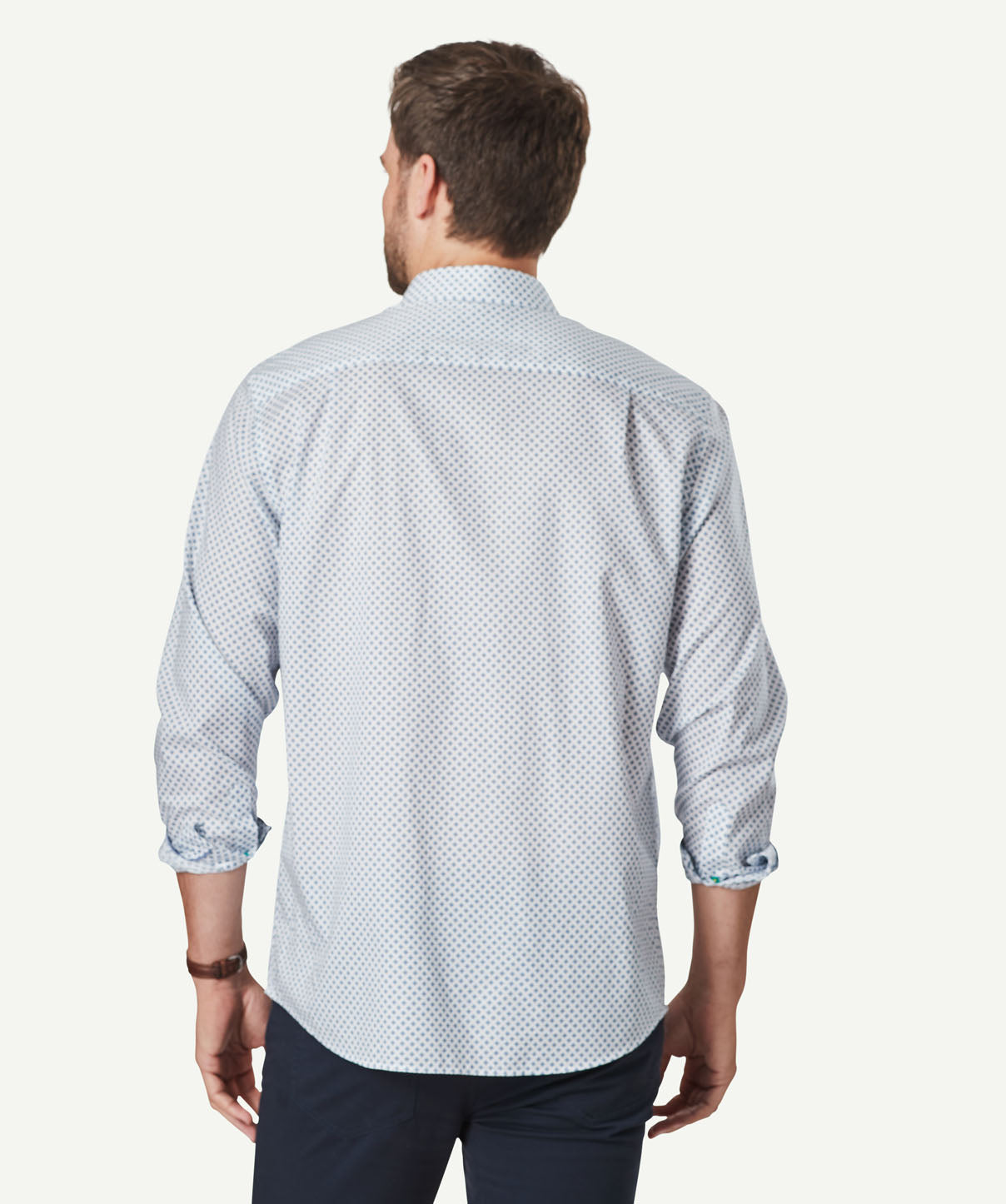 Smart Geo Print Long Sleeve Shirt - White - Long Sleeve Shirts - GAZMAN