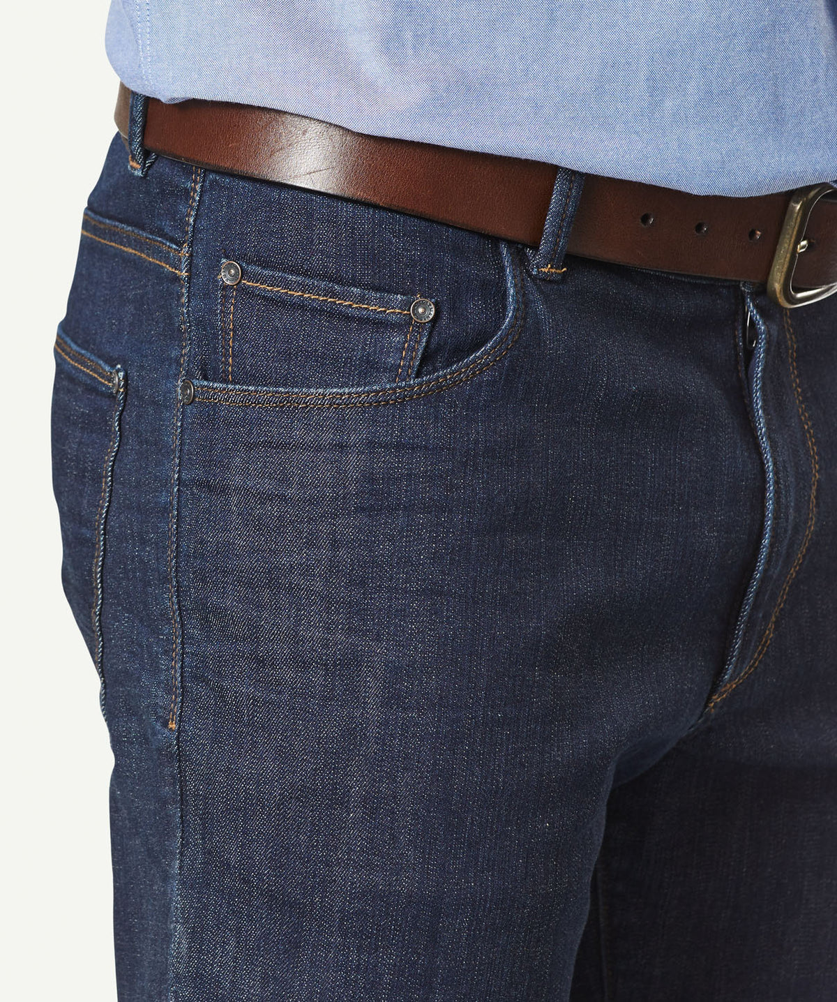 Straight Stretch Jeans - Dark Indigo-GAZMAN-4