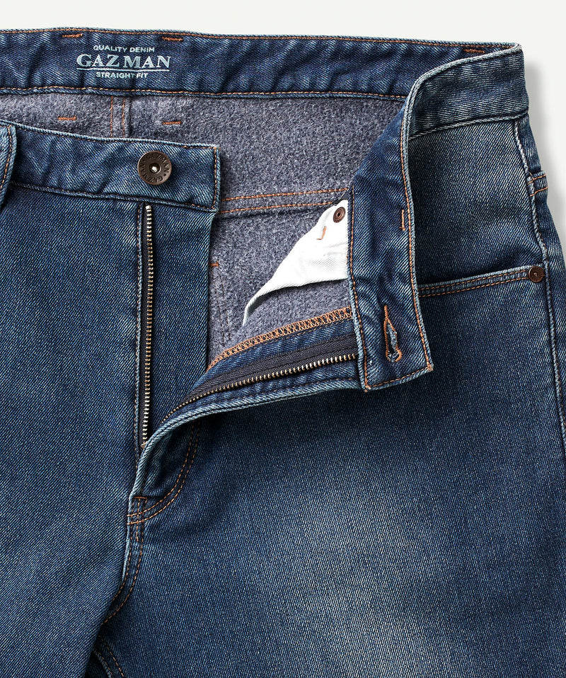 Brushed Straight Jeans - Washed Indigo-GAZMAN-5