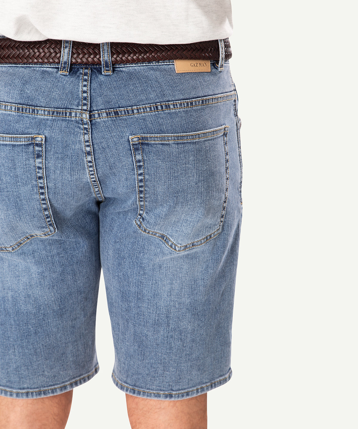 Authentic Wash Denim Shorts - Authentic Mid Wash-GAZMAN-4