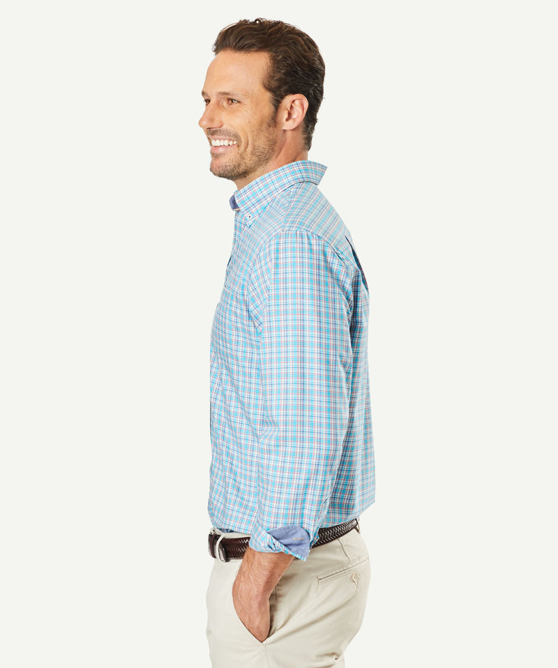 Easy Care Oxford Check Long Sleeve Shirt - Multi Check-GAZMAN-5