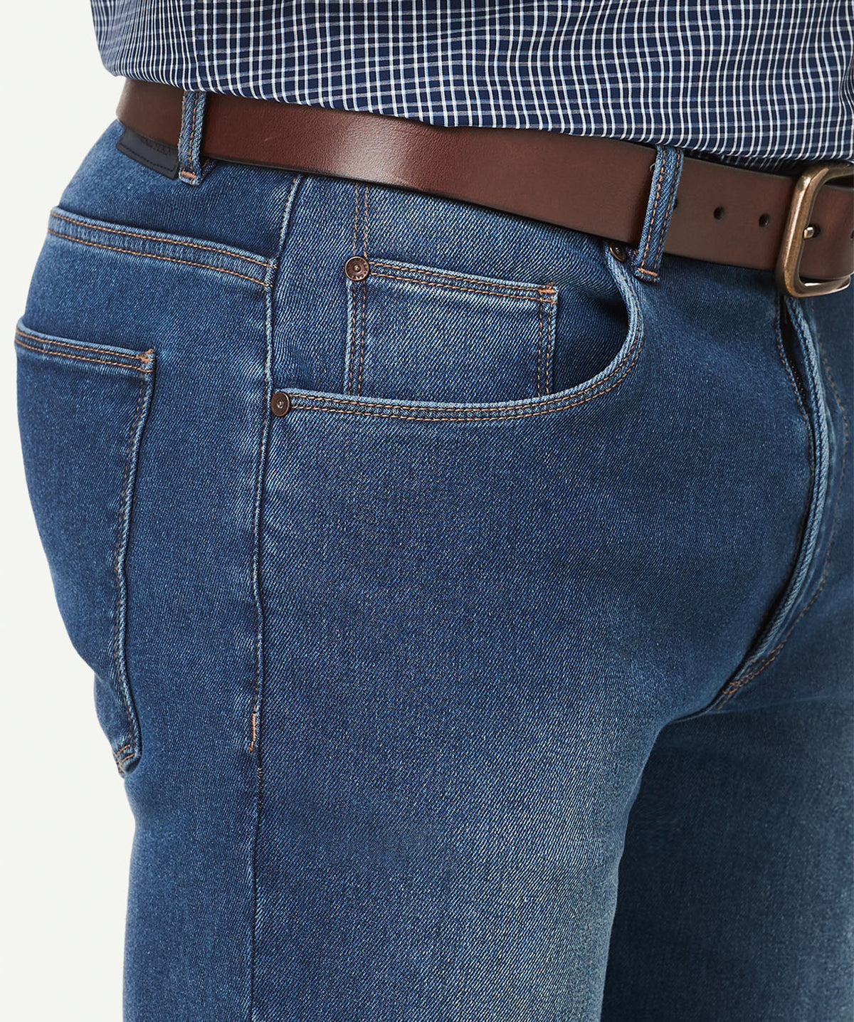 Brushed Straight Jeans - Washed Indigo-GAZMAN-6