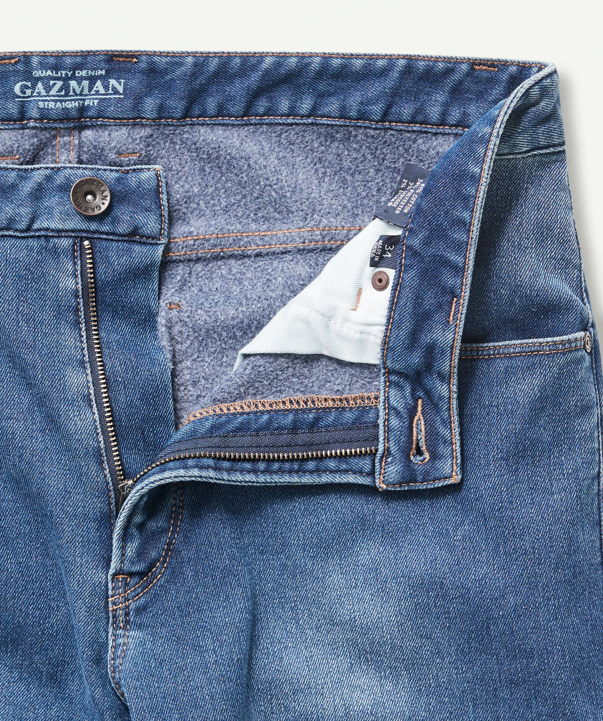 Brushed Straight Jeans - Washed Indigo-GAZMAN-7