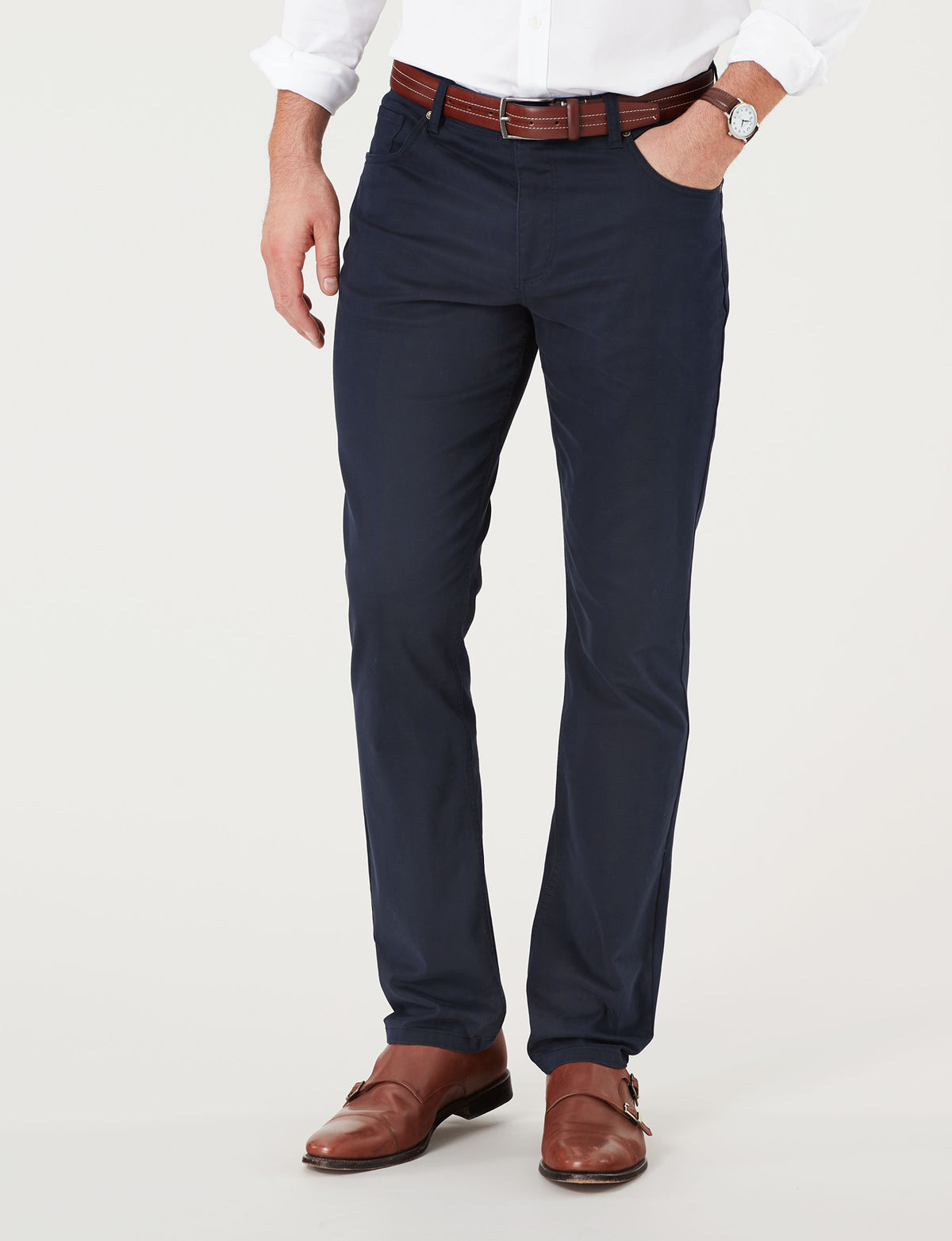 Modern Soft Touch 5 Pocket Pants - Navy-GAZMAN-1