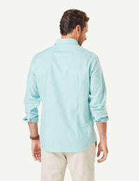 Tailored Easy Care Check Long Sleeve Shirt - Green-GAZMAN