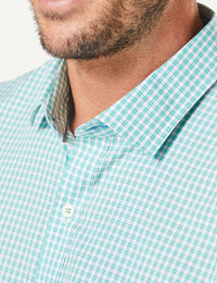 Tailored Easy Care Check Long Sleeve Shirt - Green-GAZMAN