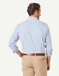 Tailored Easy Care Check Long Sleeve Shirt - Marine Blue-GAZMAN