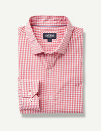 Tailored Easy Care Check Long Sleeve Shirt - Red-GAZMAN