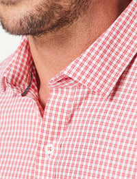 Tailored Easy Care Check Long Sleeve Shirt - Red-GAZMAN