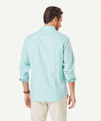 Tailored Easy Care Check Long Sleeve Shirt - Green-GAZMAN-3