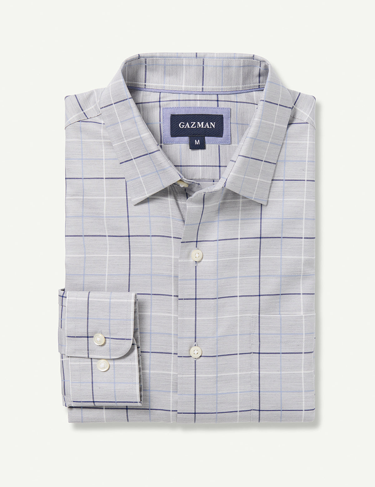 Easy Care Twill Check Long Sleeve Shirt - Grey Melange-GAZMAN