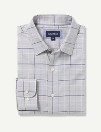 Easy Care Twill Check Long Sleeve Shirt - Grey Melange-GAZMAN
