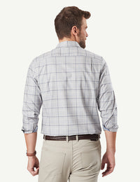 Easy Care Twill Check Long Sleeve Shirt - Grey Melange-GAZMAN