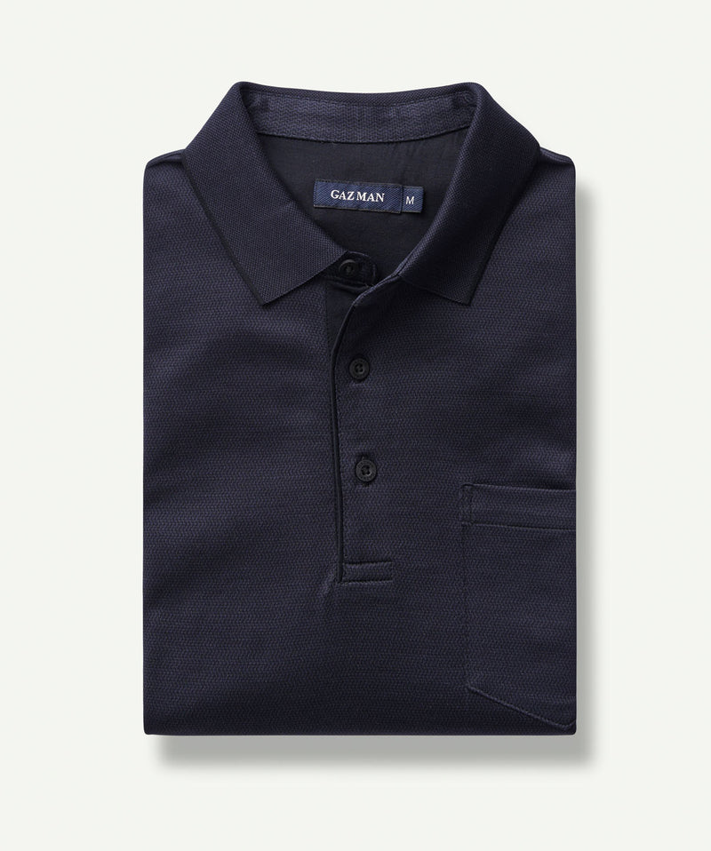 Mercerised Zigzag Polo - Midnight-GAZMAN