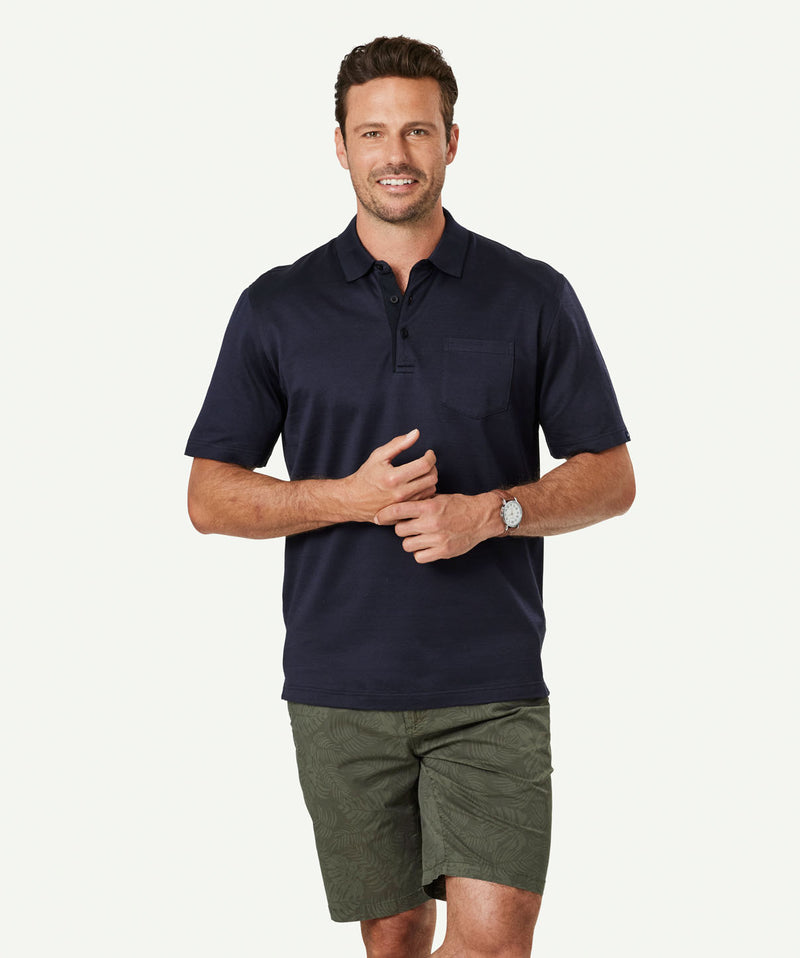 Mercerised Zigzag Polo - Midnight-GAZMAN