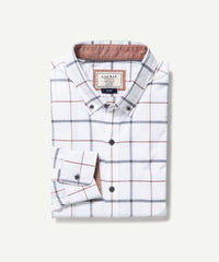 Casual Dobby Check Long Sleeve Shirt - White-GAZMAN-6