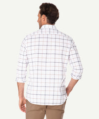 Casual Dobby Check Long Sleeve Shirt - White-GAZMAN-3