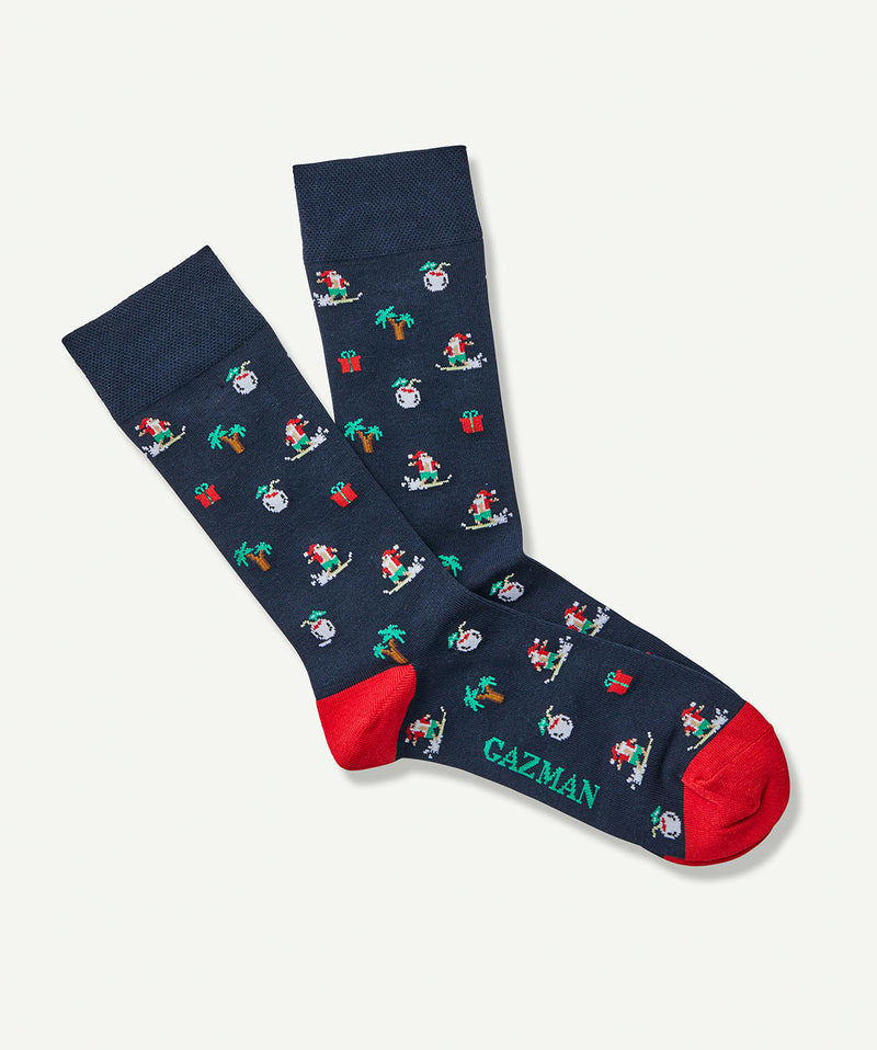 Non Tight Surfing Santa Sock - Navy-GAZMAN