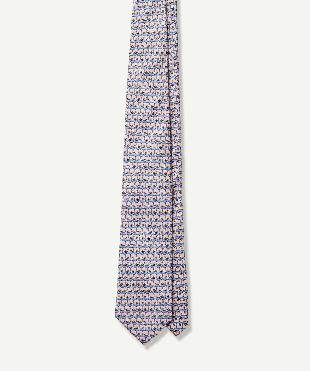 Silk Flamingo Print Tie - Pale Pink-GAZMAN-2