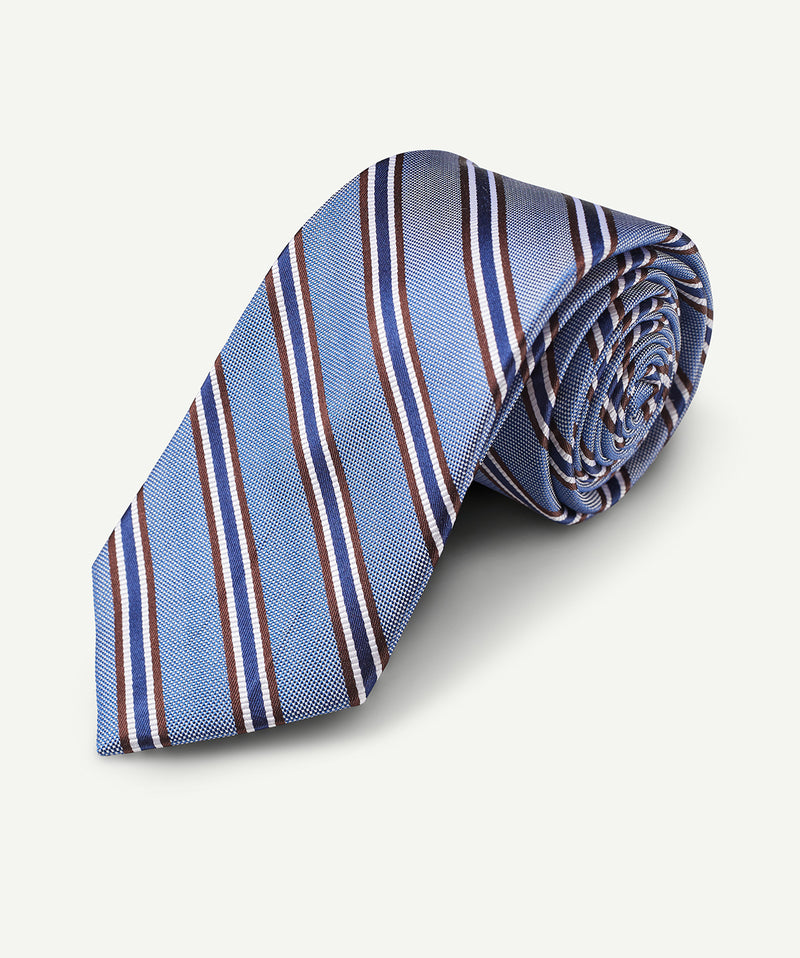 Silk Stripe Tie - Blue-GAZMAN