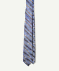 Silk Stripe Tie - Blue-GAZMAN