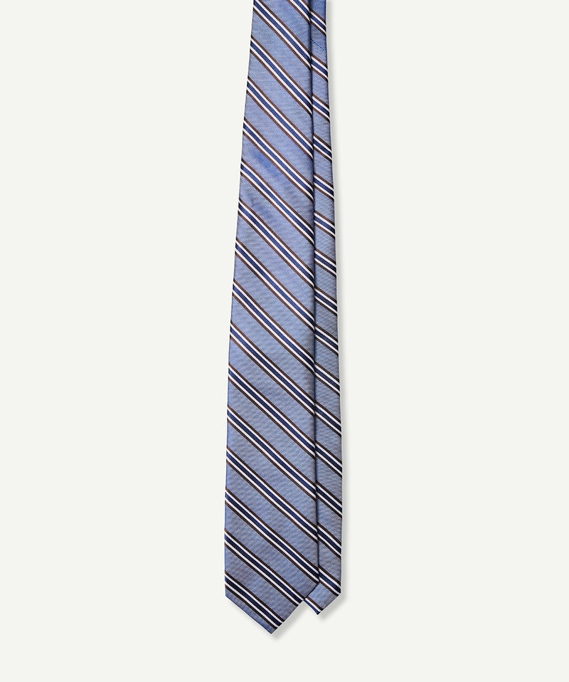 Silk Stripe Tie - Blue-GAZMAN