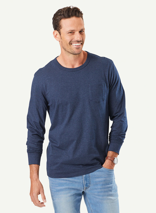 Long Sleeve Pocket T-Shirt - Dark Indigo-GAZMAN-1